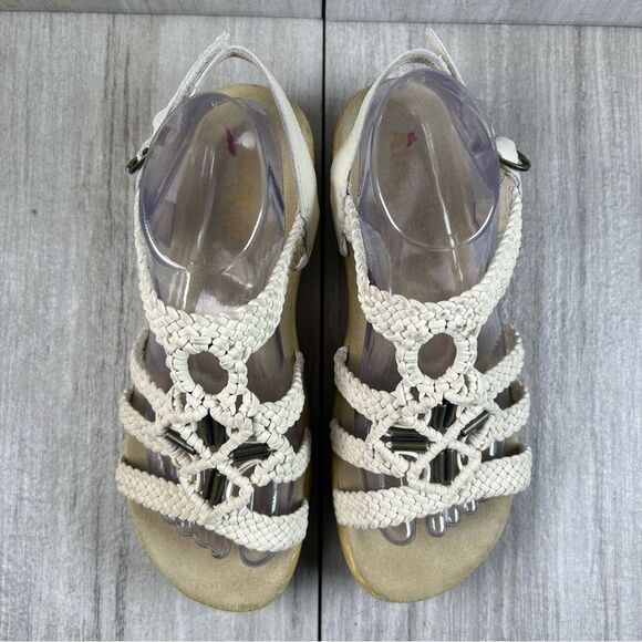 Alegria Jen620 Beige Braided Leather Sandal Strap Hook and Loop Women Size 10 40 - Picture 6 of 9